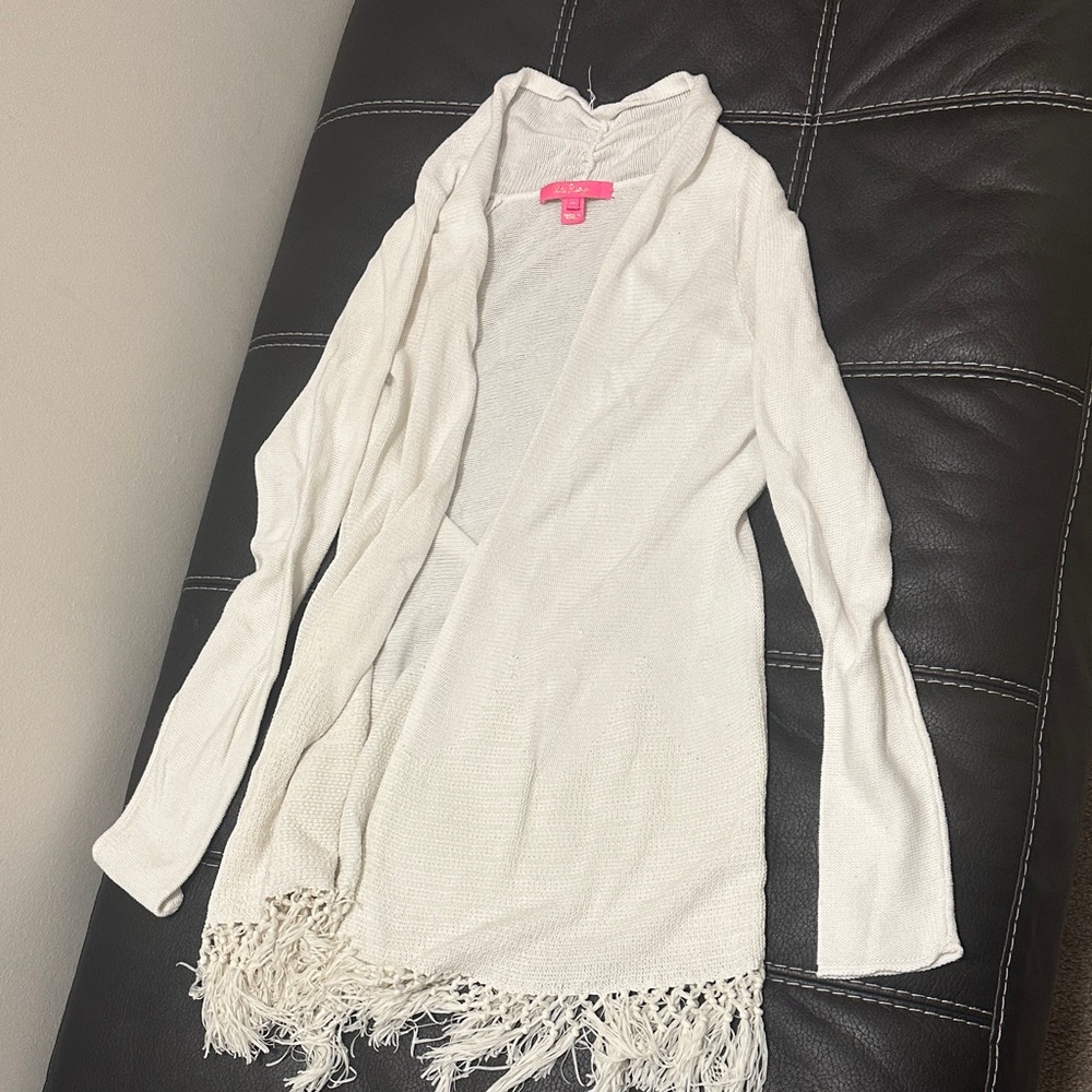 Lilly Pulitzer Cream Fringe Cardigan